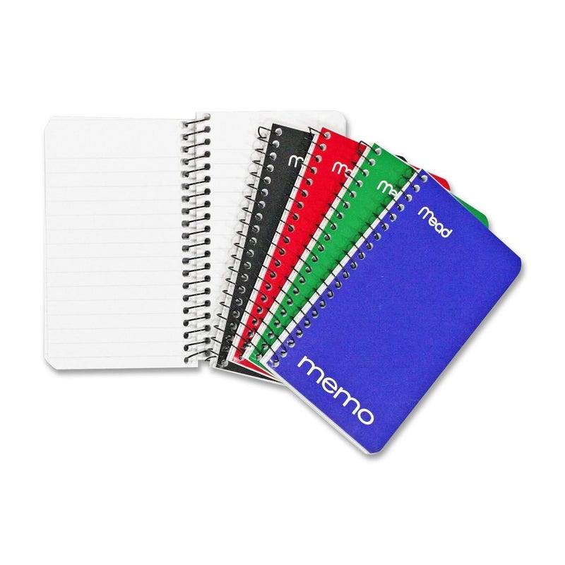 Mead Spiral Memo Notebook, 8 Pack, Pocket Notebook, College Ruled Paper, 3" x 5", 60 Sheets per Notebook, Assorted Colors (73605) - Image 1